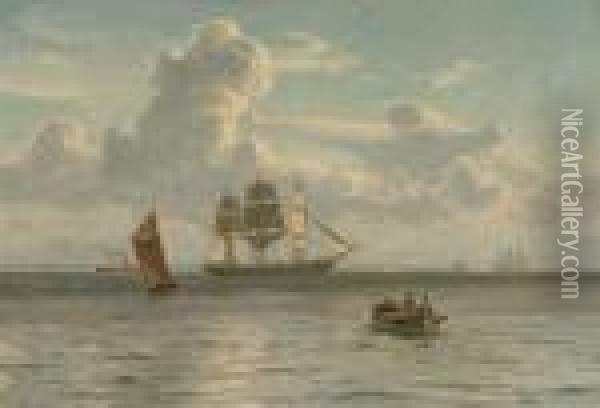 A Danish Barque In The Channel Oil Painting - Vilhelm Karl Ferd. Arnesen