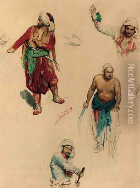 Studies of Turkish figures Oil Painting - Franz Xaver Simm