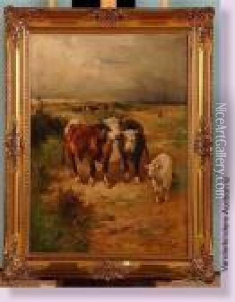 Jeune Fermiere Et Ses Vaches Dans Les Dunes Oil Painting - Henry Schouten