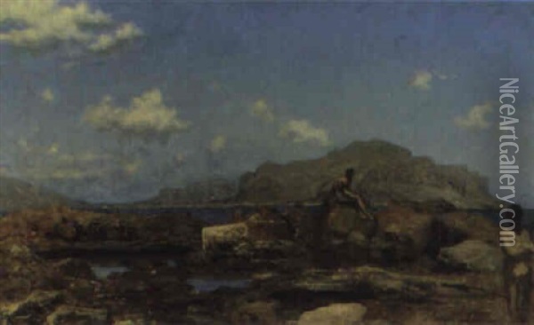Badende Knaben An Der Bucht Von Palermo Oil Painting - Carl Leopold Mueller