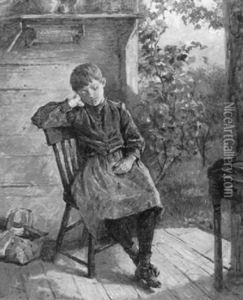 Boy Resting Oil Painting - Hugh Newell