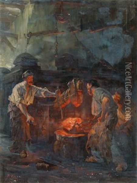 In The Hammer Mill Oil Painting - Friedrich von Keller