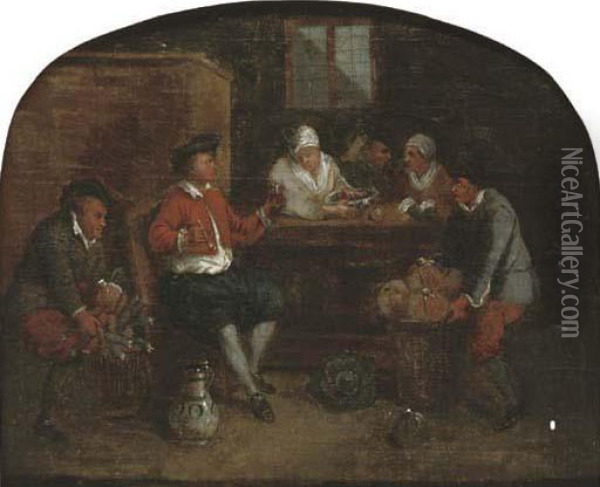 Peasants Smoking And Drinking In An Interior Oil Painting - Egbert Jaspersz. van, the Elder Heemskerck