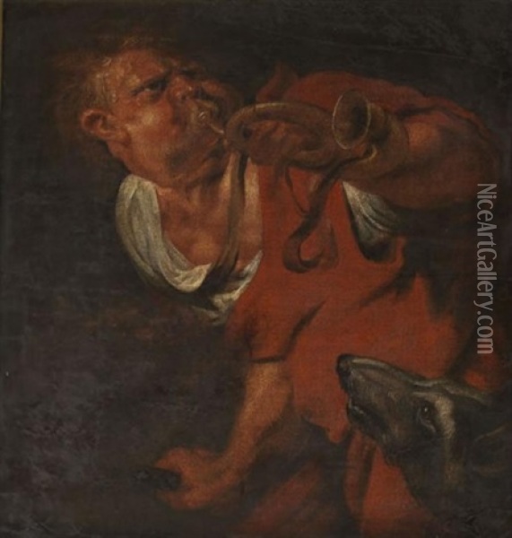 Chasseur Sonnant Du Cor (study) Oil Painting - Jacob Jordaens