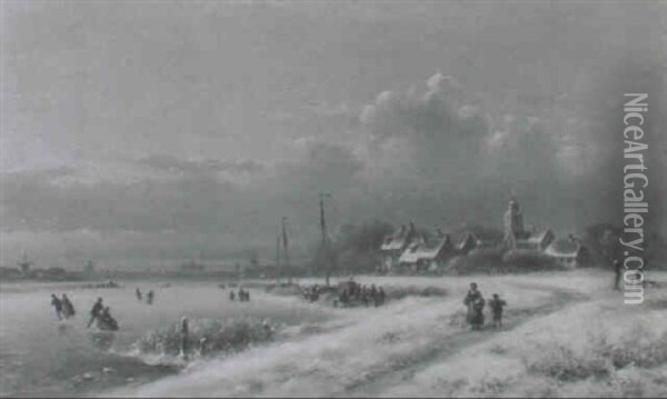 Winterlandschaft In Der Umgebung Von Haarlem Oil Painting - Lodewijk Johannes Kleijn