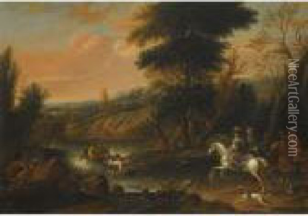 The Stag Hunt Oil Painting - Jan Wyck