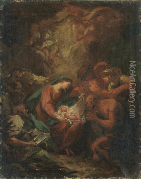 L'adoration Des Bergers Oil Painting - Jean-baptiste Deshays