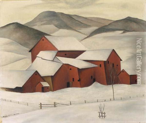 Hof In Winterlandschaft Oil Painting - Arnold Wiltz