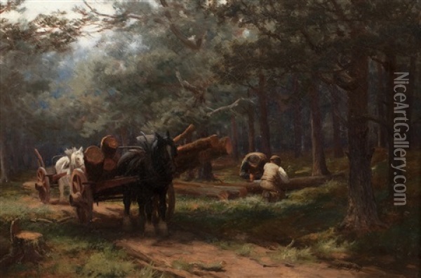 The Timber Wagon Oil Painting - David Farquharson