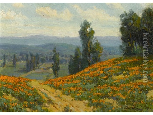 Poppies Near Pasadena, California Oil Painting - Benjamin Chambers Brown