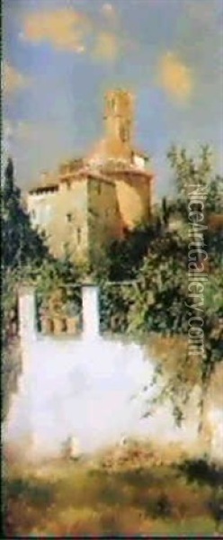Paesaggio Spagnolo;paesaggio Spanolo Oil Painting - Antonio Maria de Reyna Manescau