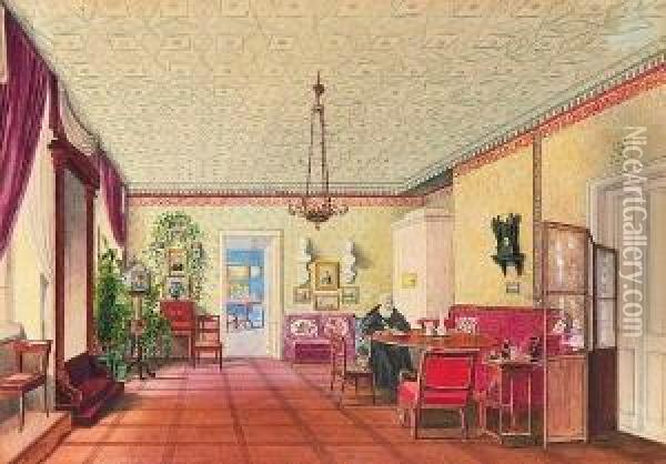 Interieur Eines
 Biedermeiersalons. Oil Painting - Heinrich Hintze
