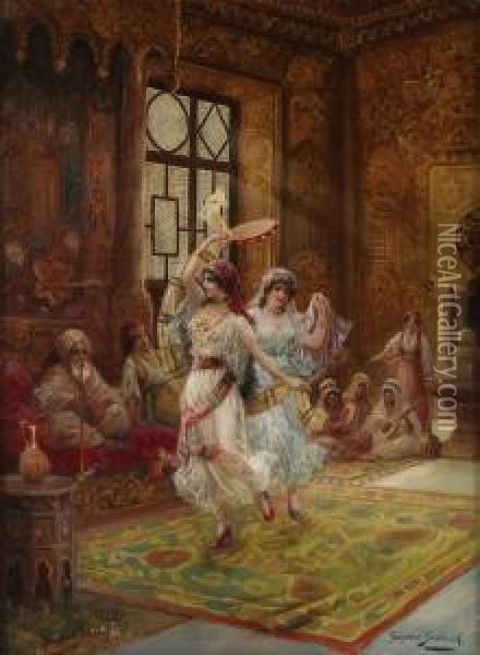 Haremsinterior Med Dansande Kvinnor Oil Painting - Stephan Sedlacek