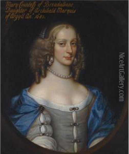 Portrait Of Lady Mary Campbell, Countess Of Breadalbane Oil Painting - David Scougall
