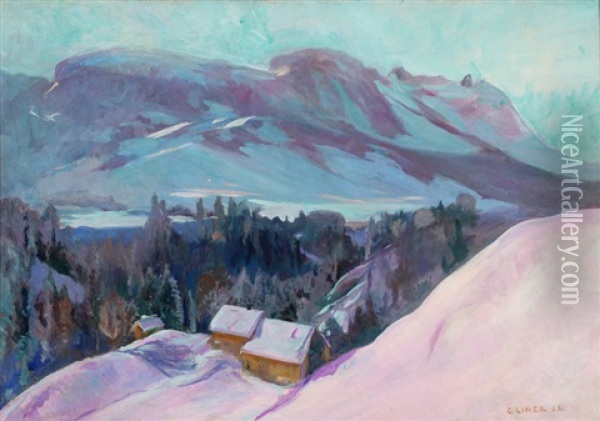 Winterlandschaft Mit Ebenalp Oil Painting - Carl August Liner