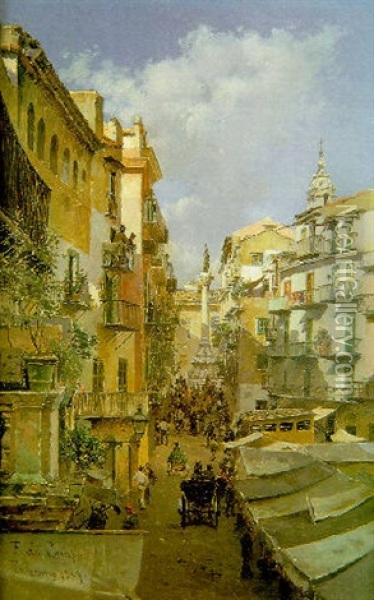 Calle De Palermo, Sicilia Oil Painting - Federico del Campo