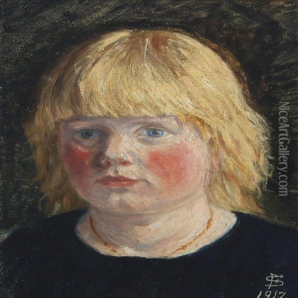 Portait Of A Young Girl Oil Painting - Fritz Syberg