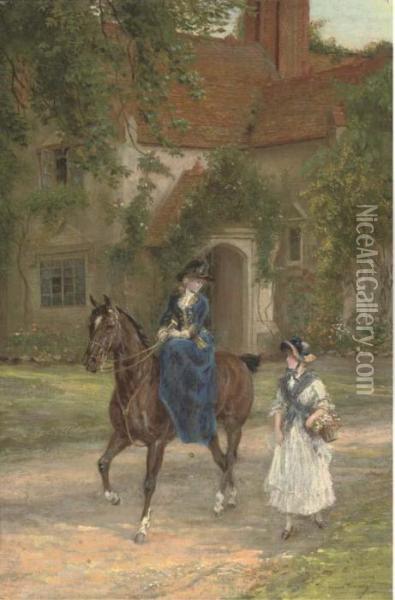 A Mistress With Her Maid Oil Painting - Heywood Hardy