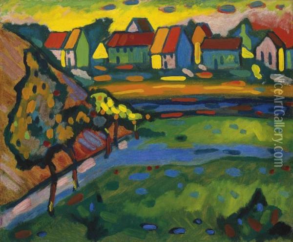 Bayerisches Dorf Mit Feld Oil Painting - Wassily Kandinsky