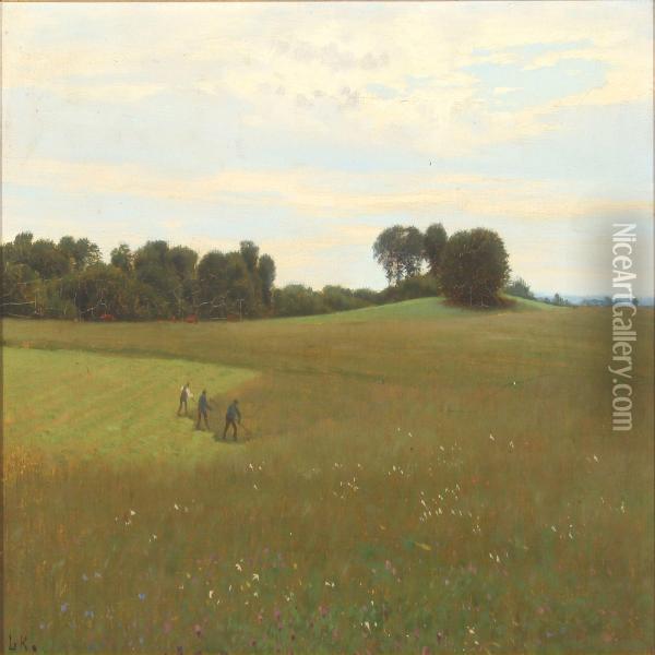 Harvest Scenery Oil Painting - Ludvig Kabell