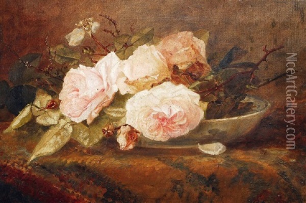 Stilleben Mit Rosen Oil Painting - Helene Cramer