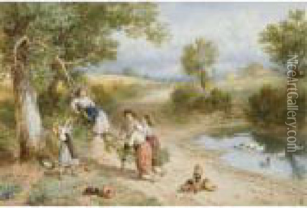 The Swing Oil Painting - Myles Birket Foster