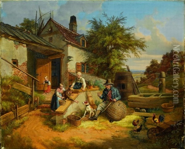 Der Korbflicker Mit Hund Oil Painting - Lorenzo Quaglio