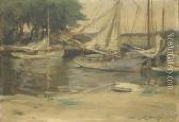 The Basin, Greenport Oil Painting - Irving Ramsay Wiles