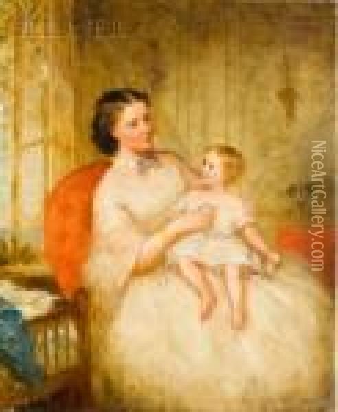 Mother And Child Oil Painting - Lilly Martin Spencer