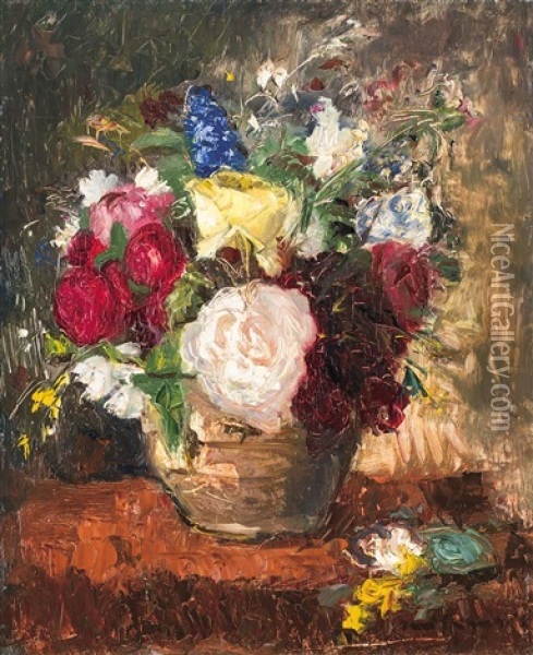 Flower Still Life Oil Painting - Bela Ivanyi Gruenwald