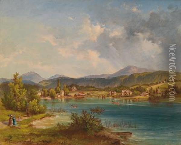 Veduta Della Baia Di Velden Oil Painting - Jacob Canciani