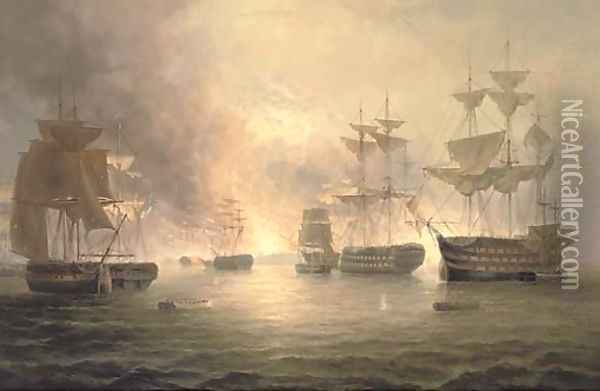 The burning of Toulon Oil Painting - James Hardy Jnr