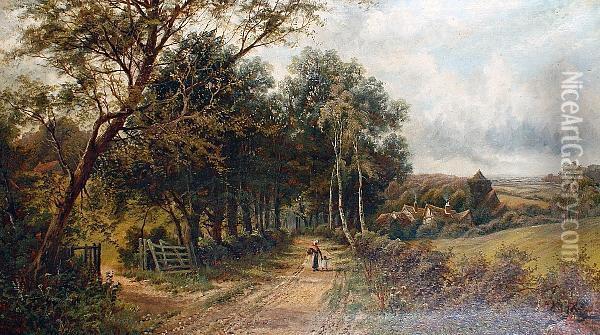 A Mother And Child On A Country Path Oil Painting - John Henry Boel