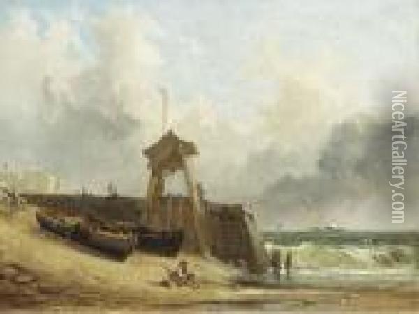 A Windy Day At The Seaside Oil Painting - Richard Parkes Bonington