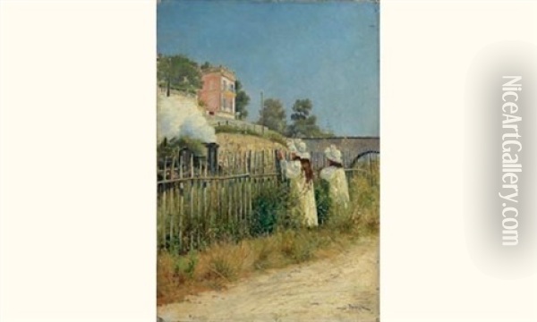 L'arrivee Du Train Oil Painting - Georges Paul Joseph Darasse