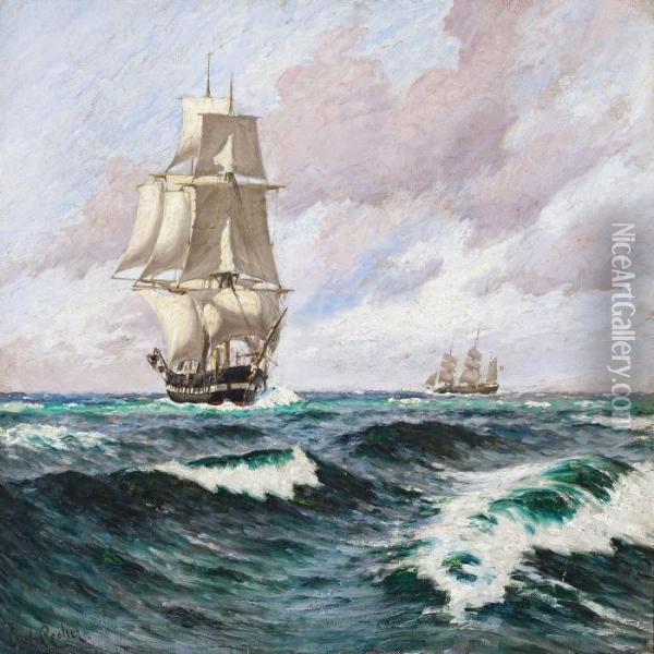 The Frigate Jutland Oil Painting - Carl Locher