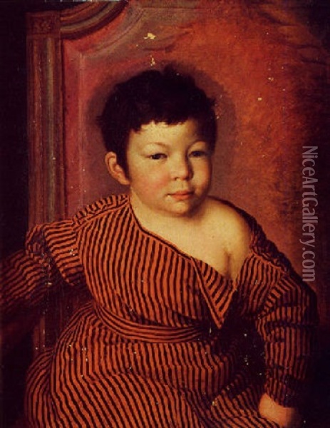 Jeune Garcon A L'habit Raye Oil Painting - Anne-Louis Girodet de Roucy-Trioson