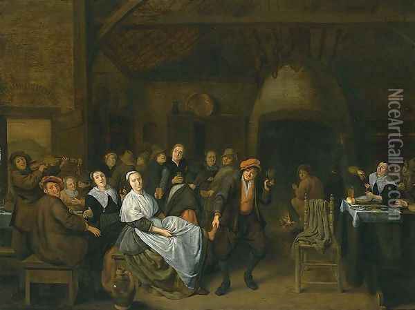 Drinking Peasants Oil Painting - Jan Miense Molenaer