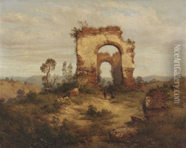 Rastende Jager Vor Ruinen Oil Painting - Albert Ludwig Trippel