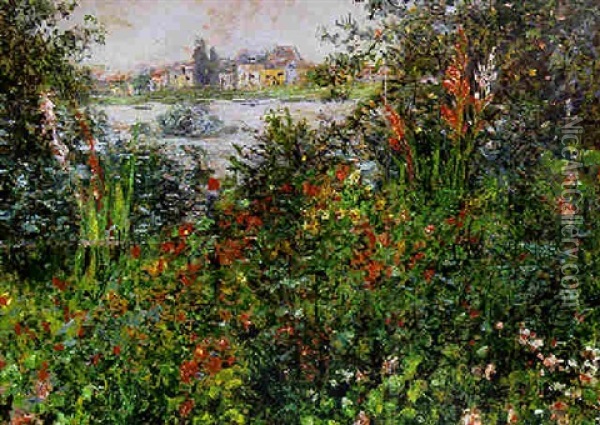 Fleurs A Vetheuil Oil Painting - Claude Monet
