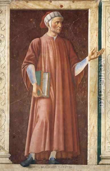 Famous Persons Dante Allighieri 1450 Oil Painting - Andrea Del Castagno