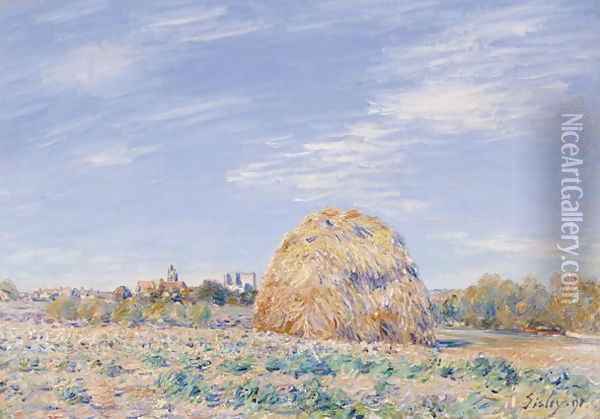 Haystack on the Banks of the Loing, 1891 Oil Painting - Alfred Sisley