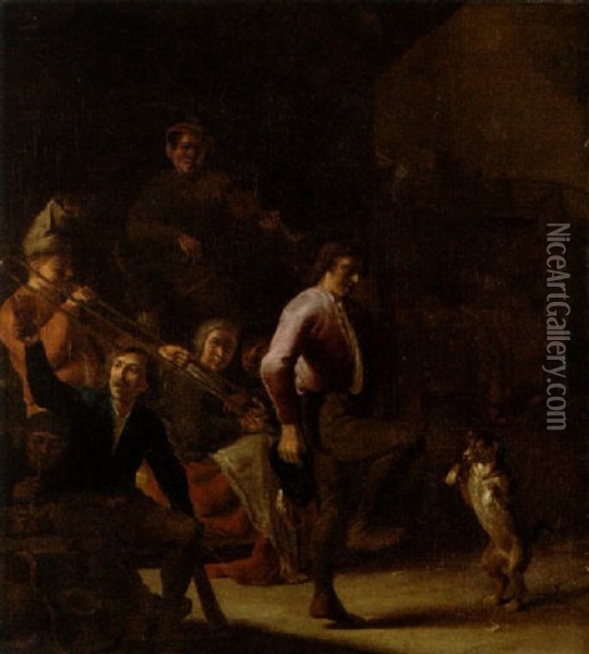 Dansande Och Musicerande Sallskap Oil Painting - Cornelis Saftleven