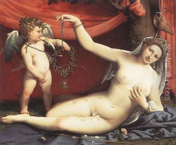 Venus and Cupid 1540 Oil Painting - Lorenzo Lotto