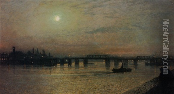 Battersea Bridge Oil Painting - John Atkinson Grimshaw