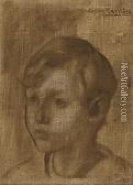 Portrait De Jean-michel Chausson (etude Pour Le Portrait De La Famille Chausson) Oil Painting - Eugene Carriere