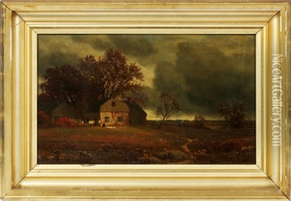 Farm Landscape Oil Painting - James Renwick Brevoort