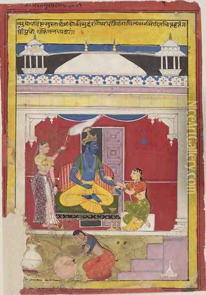 Bhairava Raga, from Mewar, Rajasthan, 1628 Oil Painting - Sahibdin