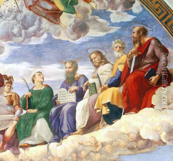 The Stanza della Segnatura Ceiling [detail: 3] Oil Painting - Raphael