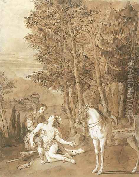 The Good Samaritan Oil Painting - Giovanni Domenico Tiepolo